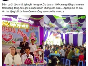 Đám cưới độc đáo: Cân nặng và tuổi tác cô dâu gần gấp đôi chú rể