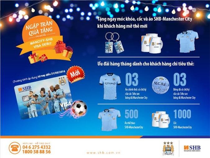 “Ngập tràn quà tặng cùng thẻ ManCity-SHB Visa Debit _ Mới”