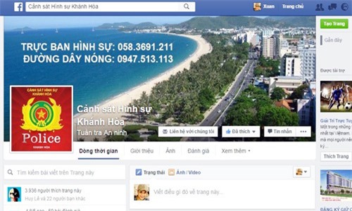 Cảnh sát hình sự lập Facebook nhận tin báo tố giác tội phạm