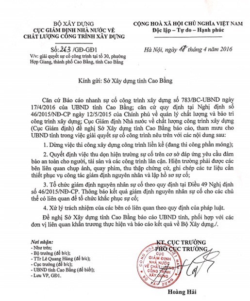 Xác định nguyên nhân ban đầu vụ sập nhà 5 tầng ở Cao Bằng