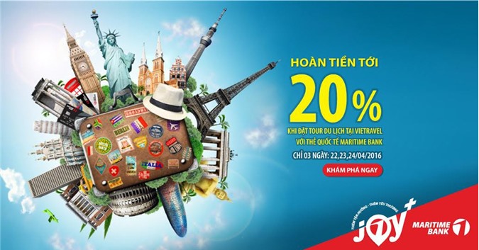 Hoàn tiền 3 triệu cho chủ thẻ quốc tế Maritime Bank khi đăng ký tour tại Vietravel