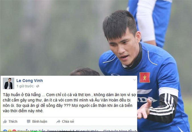 Công Vinh ngộ độc, nôn ói sau khi ăn cá biển tại Đà Nẵng