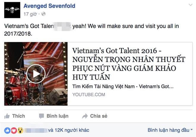 Ban nhạc Avenged Sevenfold "phát cuồng" vì Trọng Nhân - Vietnam’s Got Talent