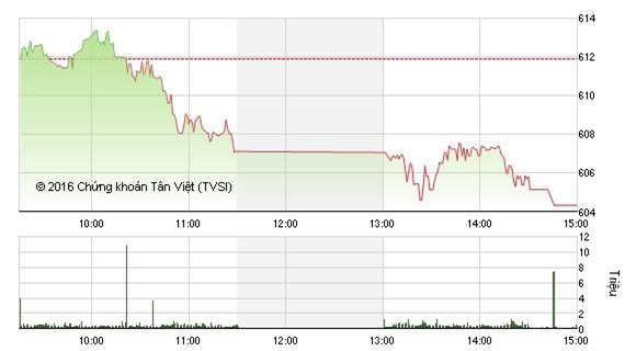 VN-Index lao dốc mất 7 điểm về mốc 607