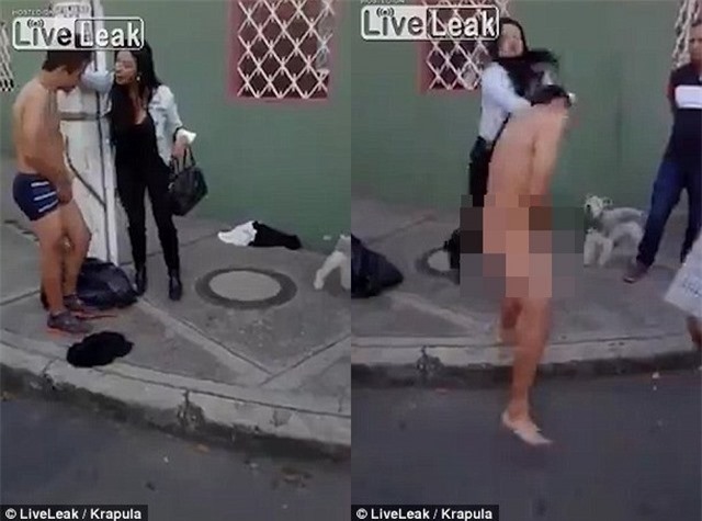 Sốc: Tên cướp bị cô gái ép khỏa thân giữa phố