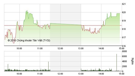 Cổ phiếu nhỏ dậy sóng, VN - Index tăng lên 619 điểm