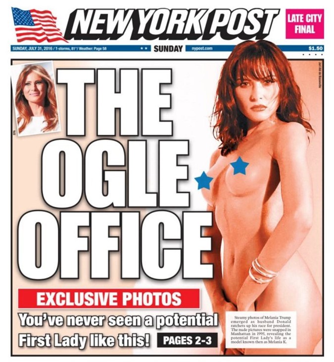 Ảnh khỏa thân của vợ tỷ phú Donald Trump bất ngờ lên báo