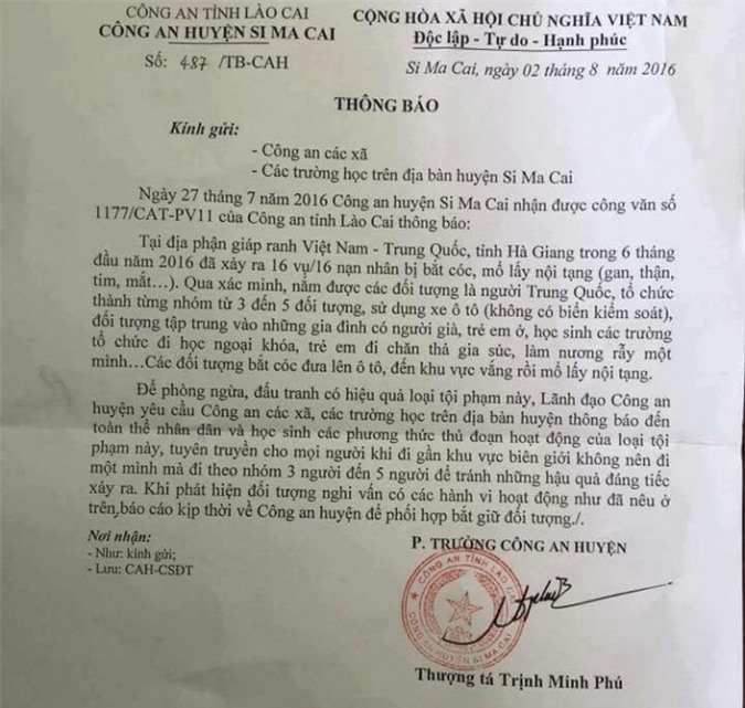 Không có tình trạng 16 nạn nhân bị bắt cóc, mổ lấy nội tạng