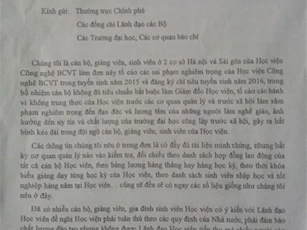 Học viện Công nghệ Bưu chính viễn thông bị tố tuyển sinh vượt 8.000 chỉ tiêu