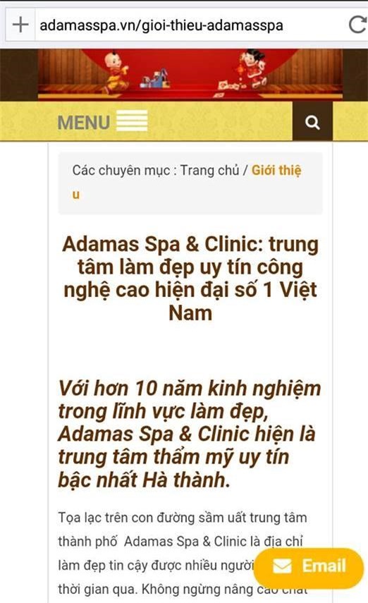 Trung tâm thẩm mỹ Adamas spa & Clinic: Vi phạm luật quảng cáo!