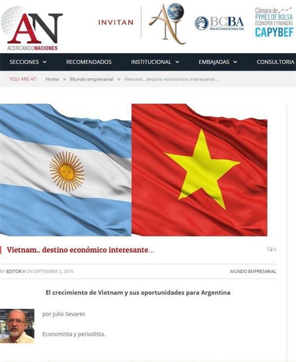 Truyền thông Argentina ca ngợi thành tựu kinh tế đạt được của Việt Nam