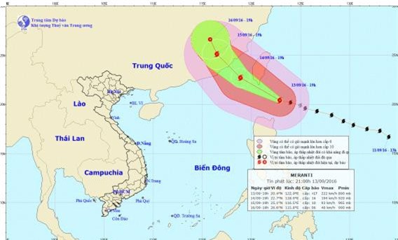 Diễn biến mới nhất về siêu bão Meranti giật trên cấp 17