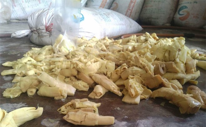 Phát hiện 12 tấn măng ngâm hóa chất nhuộm vải ở Hóc Môn