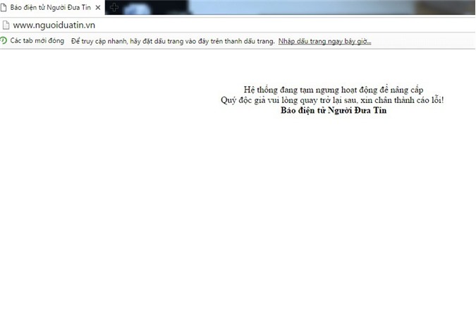 Website báo Người đưa tin gặp sự cố