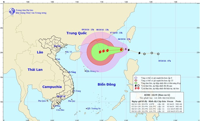 Bão số 6 sẽ mạnh thêm khi vào Biển Đông