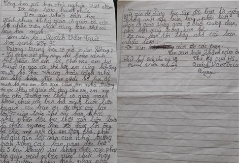 Rơi nước mắt nam sinh lớp 7 viết đơn xin thôi học vì nhà hết gạo