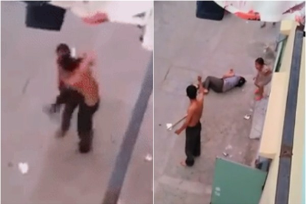 Con gái gào khóc thấy bố cầm dao cứa cổ mẹ giữa đường