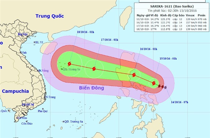 Dự báo thời tiết 15/10: Xuất hiện bão giật cấp 14 gần biển Đông