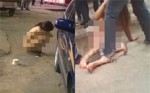 Nghi vợ ngoại tình, chồng lột đồ kéo lê vợ giữa phố