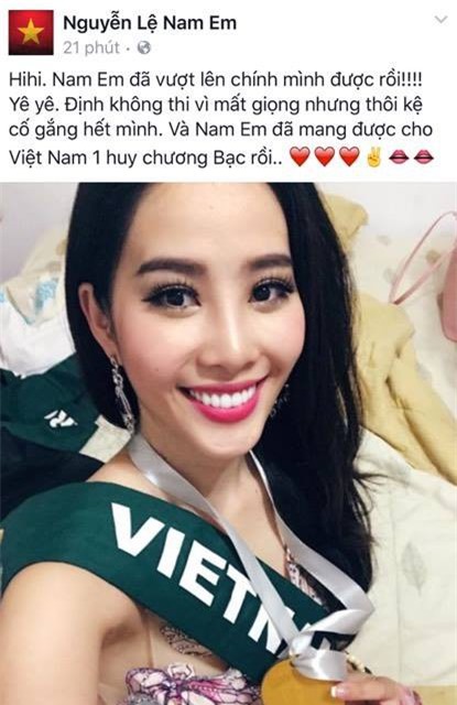 Nam Em đoạt huy chương bạc trong phần thi tài năng tại Miss Earth 2016