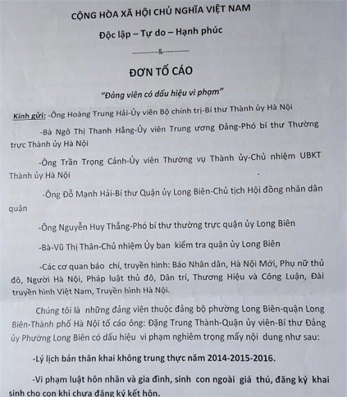 Bí thư Đảng ủy phường Long Biên: Bị tố “có dấu hiệu vi phạm pháp luật”