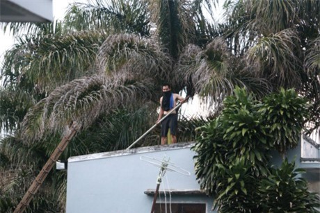 Nam thanh niên nghi ngáo đá, cầm dao cố thủ trên nóc nhà