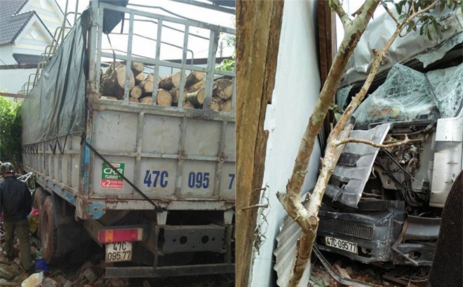 Xe tải đâm vào 4 nhà dân, tài xế tử vong