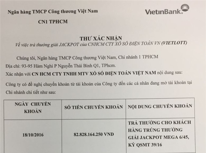 Vietlott chứng minh đã chuyển tiền trả thưởng cho 3 người trúng độc đắc