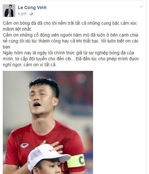 Công Vinh chính thức giã từ sự nghiệp bóng đá