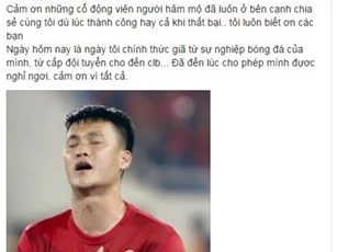 Công Vinh chính thức giã từ sự nghiệp bóng đá