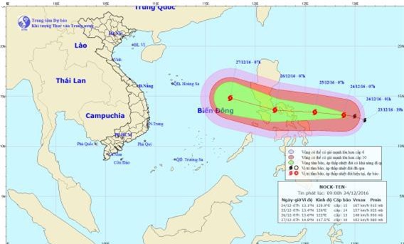 Xuất hiện cơn bão rất mạnh hướng thẳng vào Biển Đông