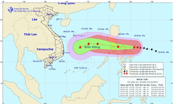 Bão Nock-ten giật trên cấp 17 chuẩn bị tấn công Biển Đông