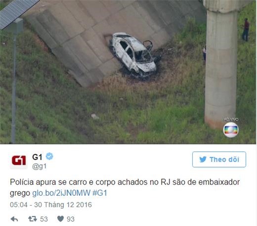 Phát hiện thi thể nghi của Đại sứ Hy Lạp tại Brazil bị thiêu cháy