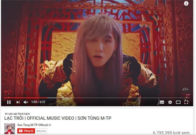 Lạc Trôi của Sơn Tùng MTP cán mốc 6,7 triệu lượt views/2 ngày