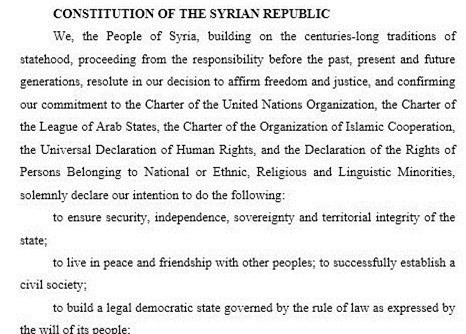 Lộ văn bản đầy đủ Dự thảo Hiến pháp Syria của Nga đề xuất