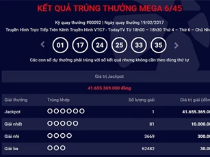 Xổ số Vietlot: Xuất hiện người thứ 16 trúng giải gần 42 tỷ đồng