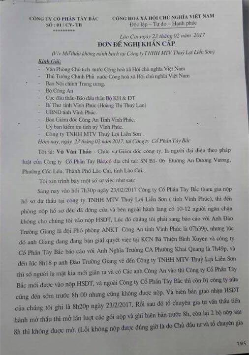 Doanh nghiệp tố bị "xã hội đen" đe dọa, ngăn cản nộp hồ sơ dự thầu ở Vĩnh Phúc