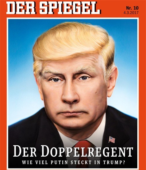 Tổng thống Putin xuất hiện trên tạp chí với kiểu tóc Trump