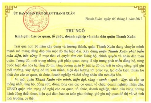 Hà Nội: Chủ tịch quận Thanh Xuân viết thư đề nghị trả lại vỉa hè