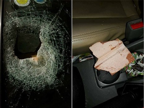 Ô tô bị ném gạch, vỡ kính trên cao tốc Hà Nội - Thái Nguyên