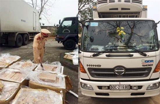 Thanh Hóa: Bắt xe tải vận chuyển gần 9 tạ lòng lợn bốc mùi