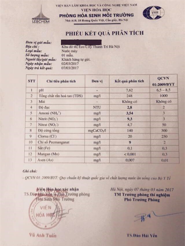 Khu đô thị mới Tứ Hiệp: Dân âu lo vì nước sinh hoạt ngả màu 
