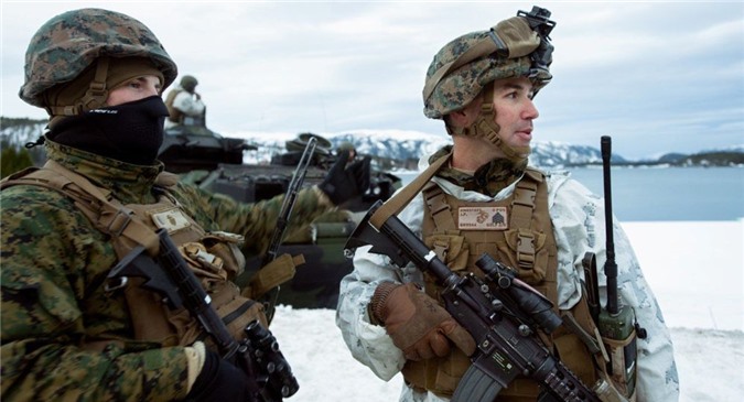 Lính Mỹ rét cóng khi tập trận gần biên giới với Nga