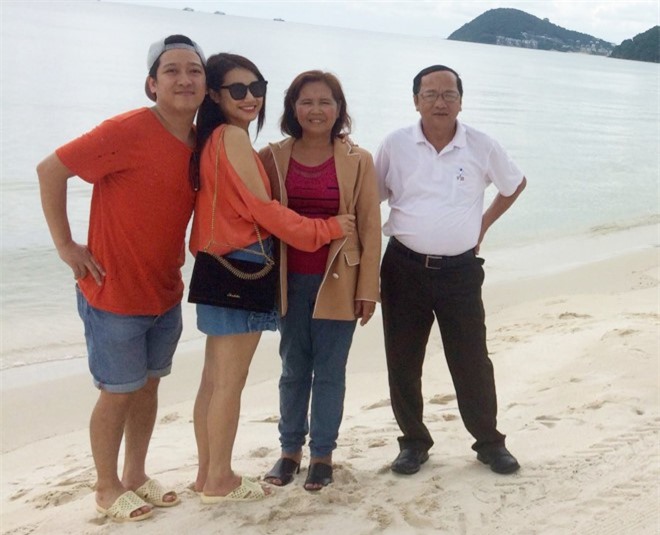 Nhã Phương bên Trường Giang đón sinh nhật ở Phú Quốc