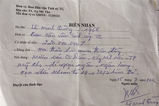 Cách chức Phó trưởng Ban Dân vận Tỉnh ủy Tiền Giang