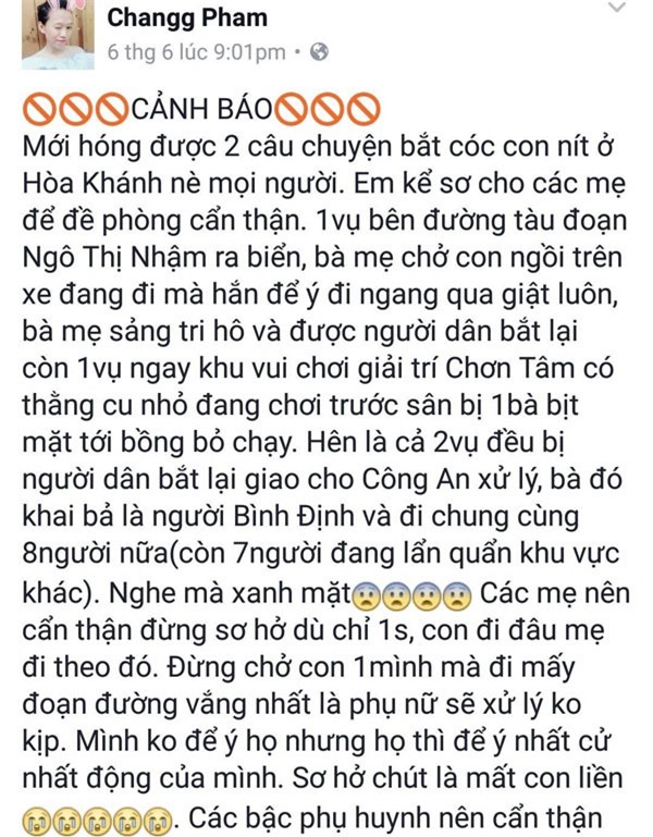 Câu like để bán hàng, 9x tung tin bắt cóc trẻ em trên Facebook