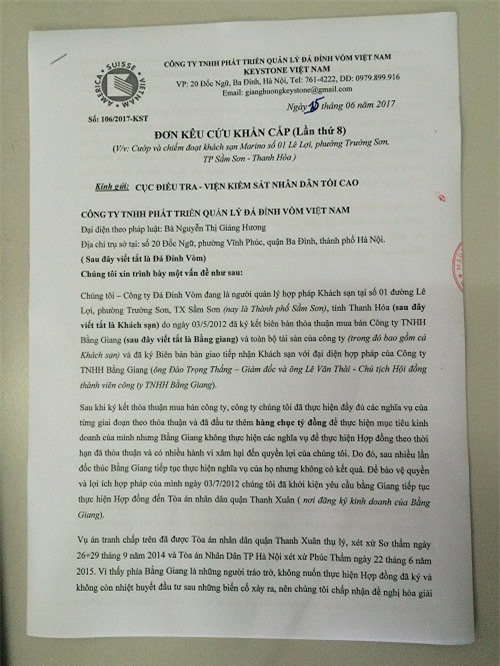 Vụ việc hủy hoại tài sản tại Khách sạn Marino (Sầm Sơn – Thanh Hóa): Đề nghị Cục điều tra - VKSND Tối cao vào cuộc