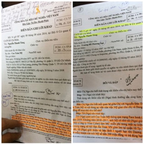 Bất thường bản ghi lời khai của Phương Nga và Cao Toàn Mỹ