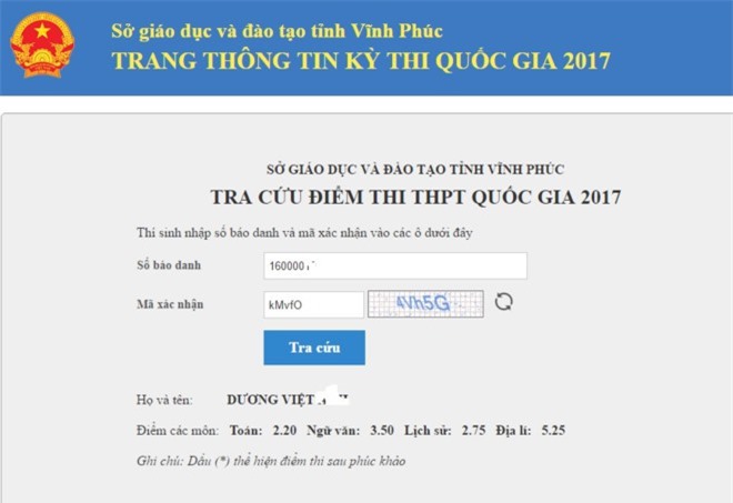 Tra cứu điểm thi THPT Quốc gia 2017 tại 37 tỉnh/thành chính xác nhất