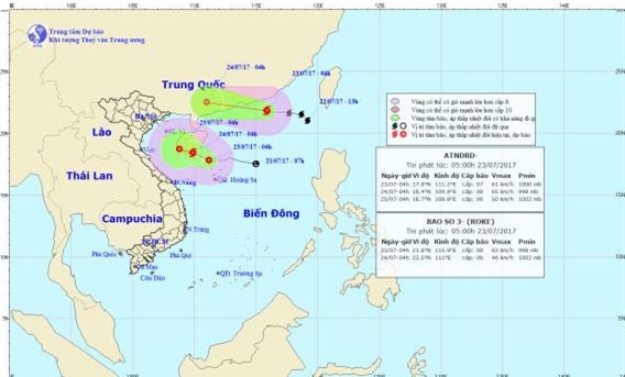 Bão số 3 và áp thấp nhiệt đới đang hướng thẳng vào Việt Nam